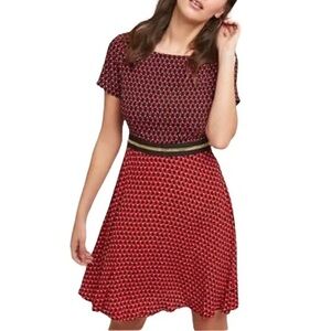 NWOT! Anthropologie Maeve Amici rabbit red and black dress